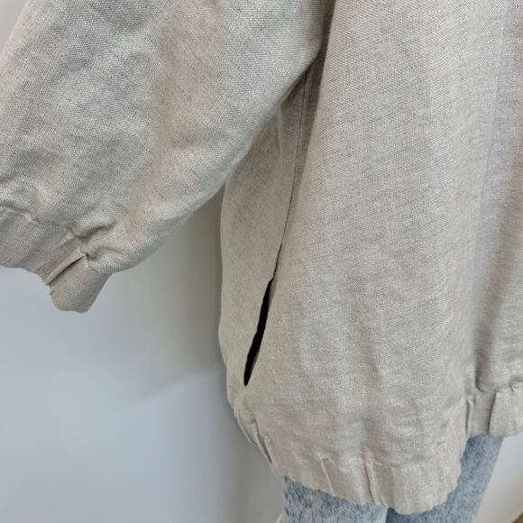 Eileen Fisher Twinkle Natural Linen Jacket Blazer Short Sleeve Snap Front 1X - Picture 6 of 11